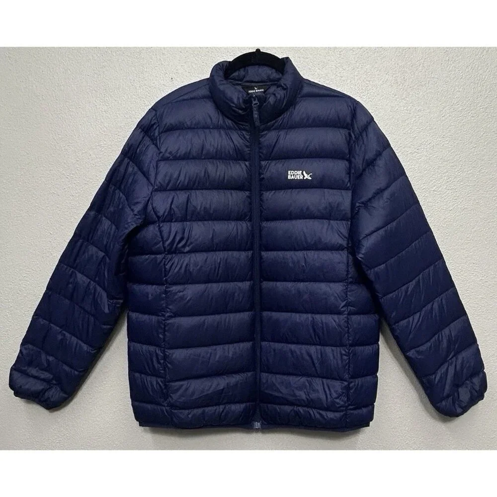 Eddie Bauer CirrusLite 650 Down Filled Puffer Jacket Boys XL 14-16 Blue Pockets